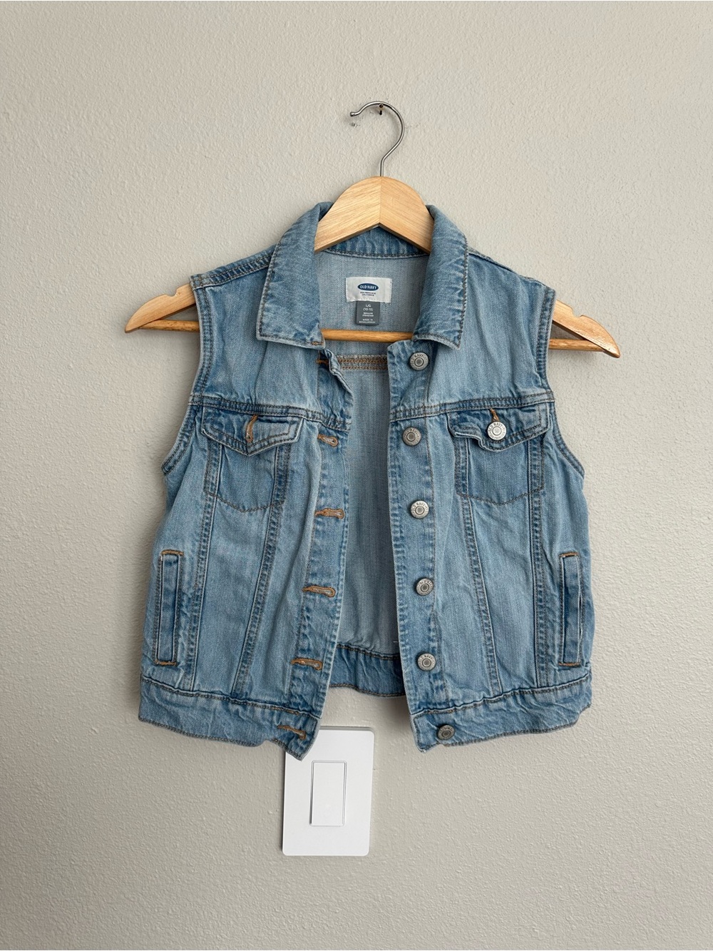 Old Navy Blue Denim Sleeveless Vest - Button Front